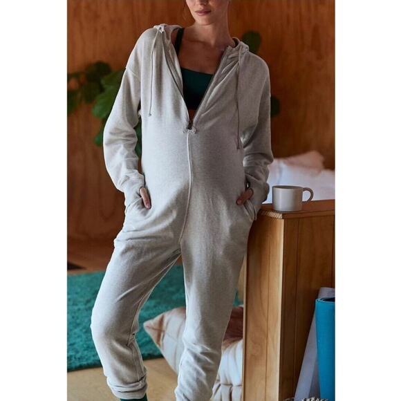 NWT Free People FP Movement x Hatch Warm Up Jumpsuit Heather Grey Size Lg - Picture 1 of 13